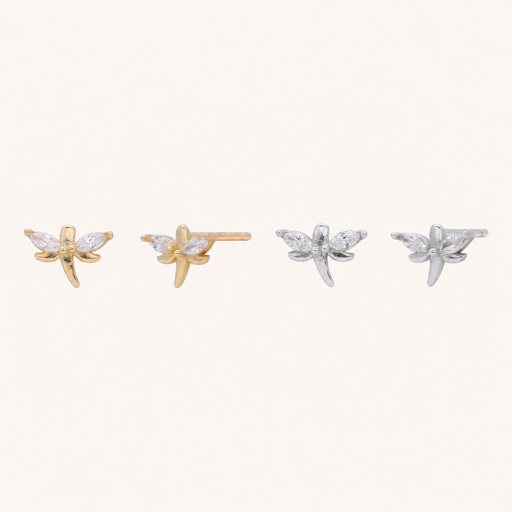 Sterling Silver Zirconia Butterfly Stud Earrings