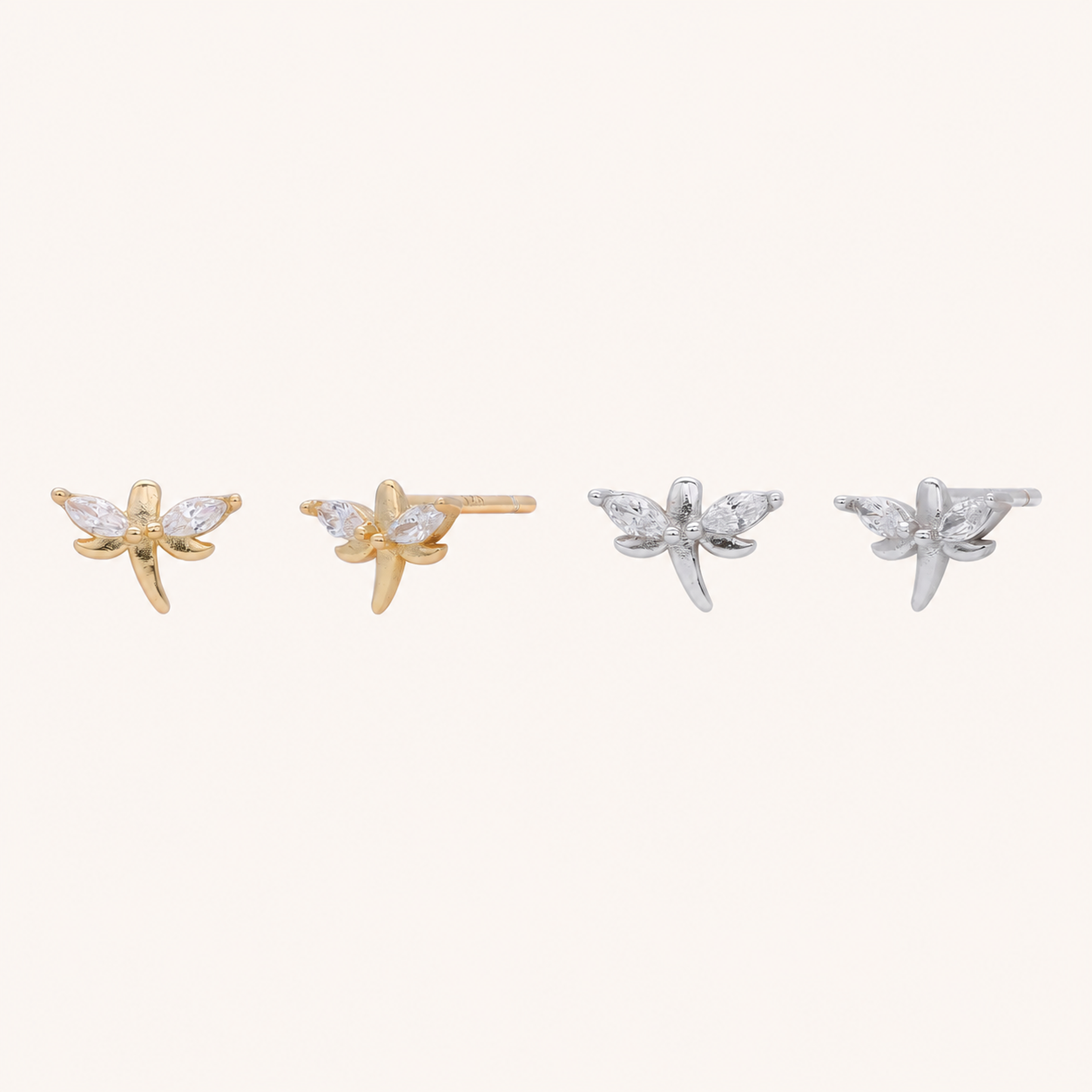 Sterling Silver Zirconia Butterfly Stud Earrings