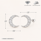 Sterling Silver Cubic Zirconia Cartilage Flat Back Earrings - Platinum
