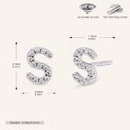 Sterling Silver Pave Initial Letter Stud Earrings - Platinum / S