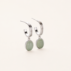 Sterling Silver Aventurine Jade Drop Stud Earrings detail view