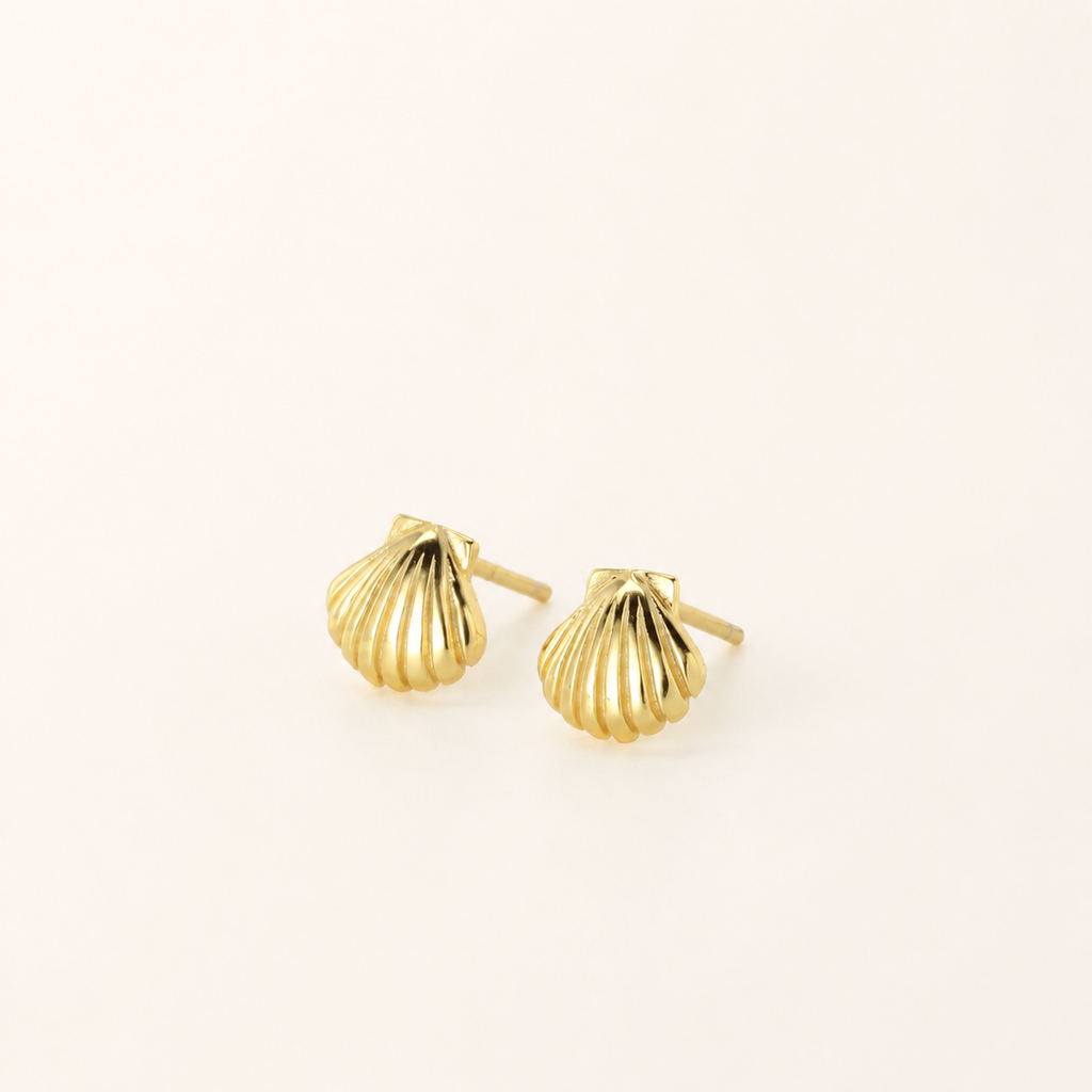 Sterling Silver Mini Shell Stud Earrings detail view