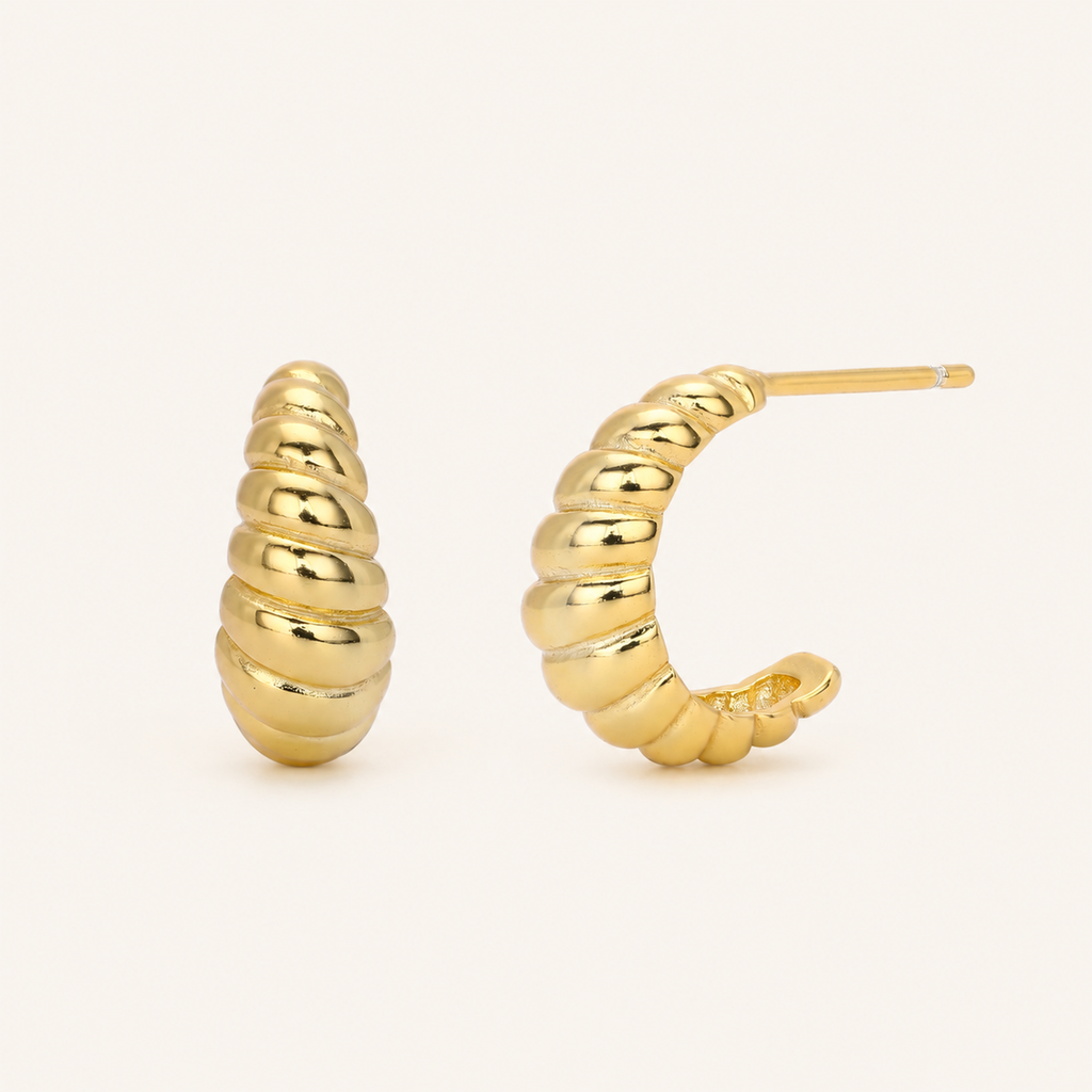 Sterling Silver Croissant Twist Stud Earrings detail view