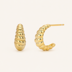 Sterling Silver Croissant Twist Stud Earrings detail view