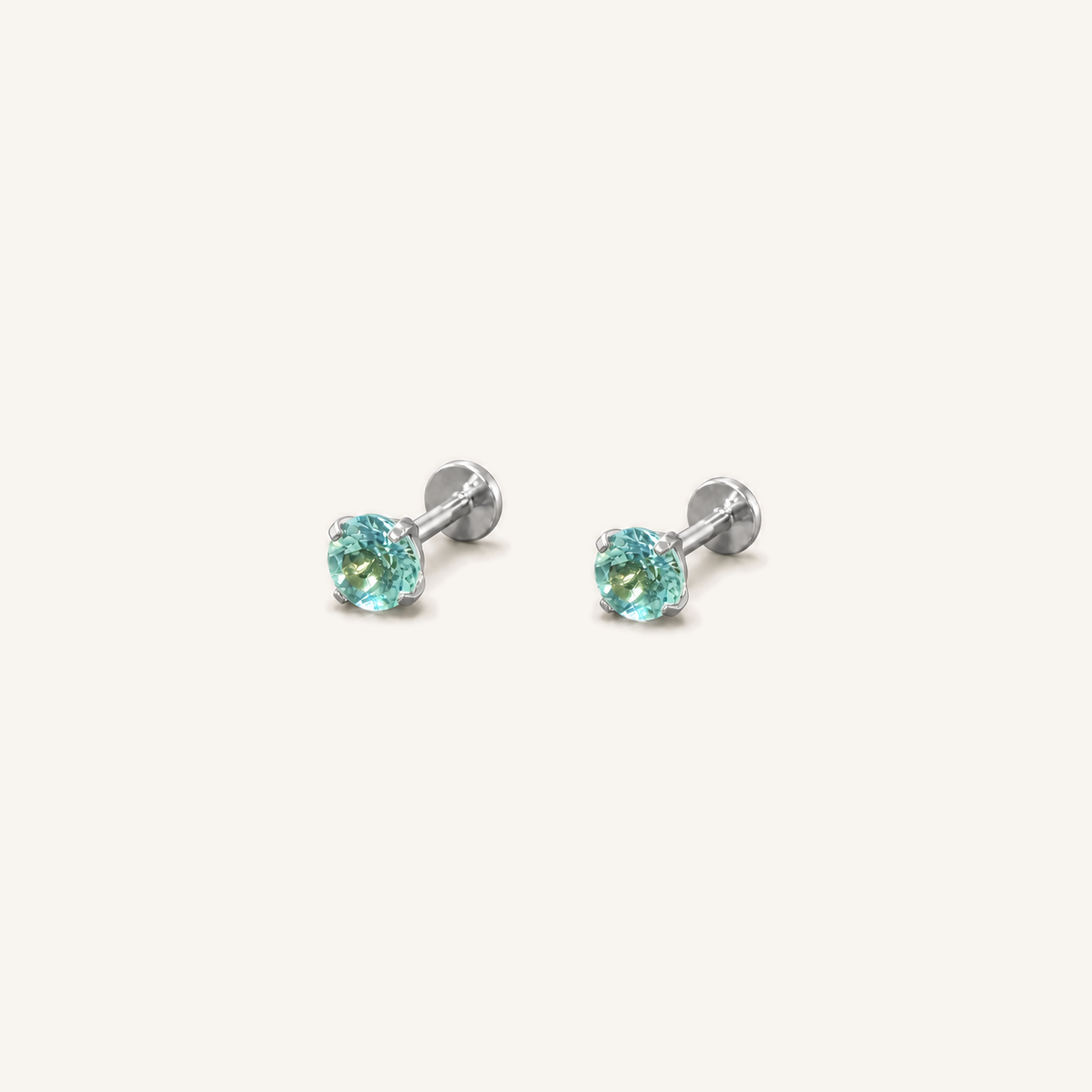 Titanium Paraiba Apatite Flat Back Stud Earrings