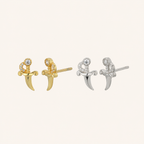 Sterling Silver Zirconia Dagger Stud Earrings