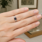 Triune Lab-Grown Alexandrite Ring worn on hand