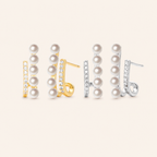 Sterling Silver Pearl & Zirconia Stud Earrings