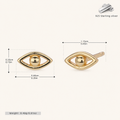 Sterling Silver Evil Eye Stud Earrings - Gold