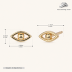 Sterling Silver Evil Eye Stud Earrings - Gold