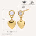 Sterling Silver Zirconia Heart Stud Earrings - Gold