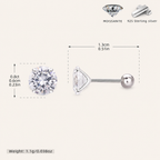 Sterling Silver Moissanite Four-Prong Solitaire Flat Back Earrings - Platinum / 6mm