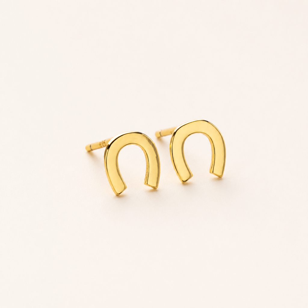 Sterling Silver U-Shape Minimalist Stud Earrings detail