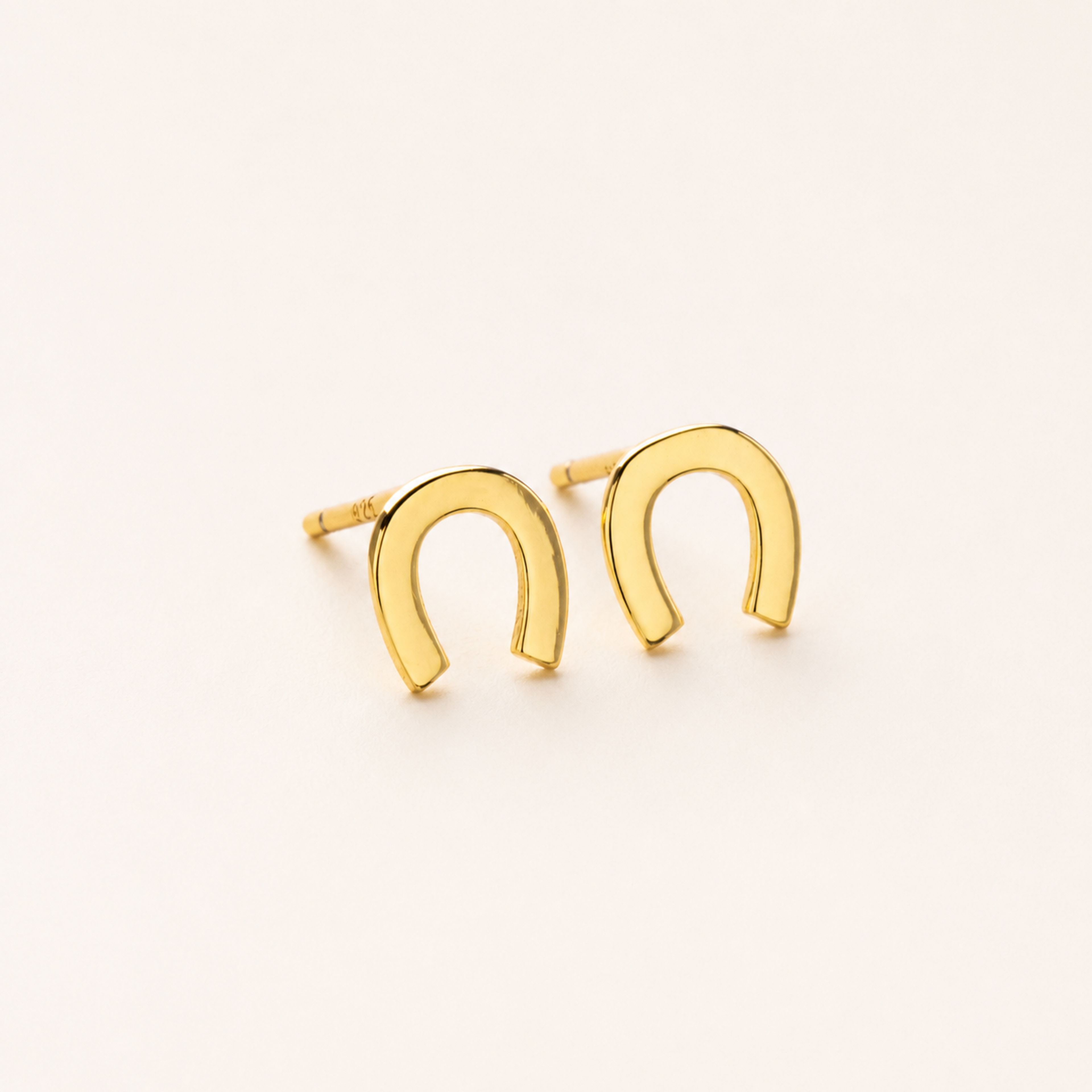 Sterling Silver U-Shape Minimalist Stud Earrings detail