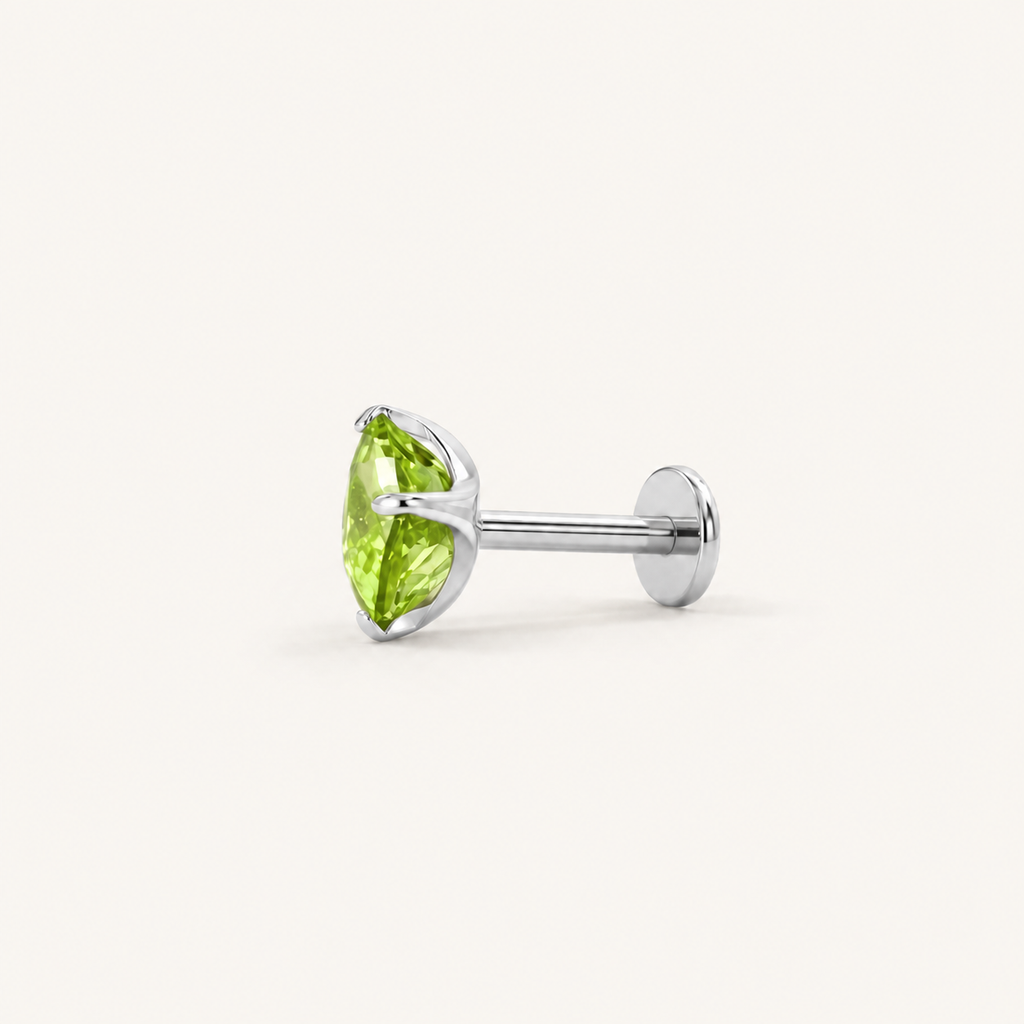 Titanium Peridot Flat Back Stud Earrings