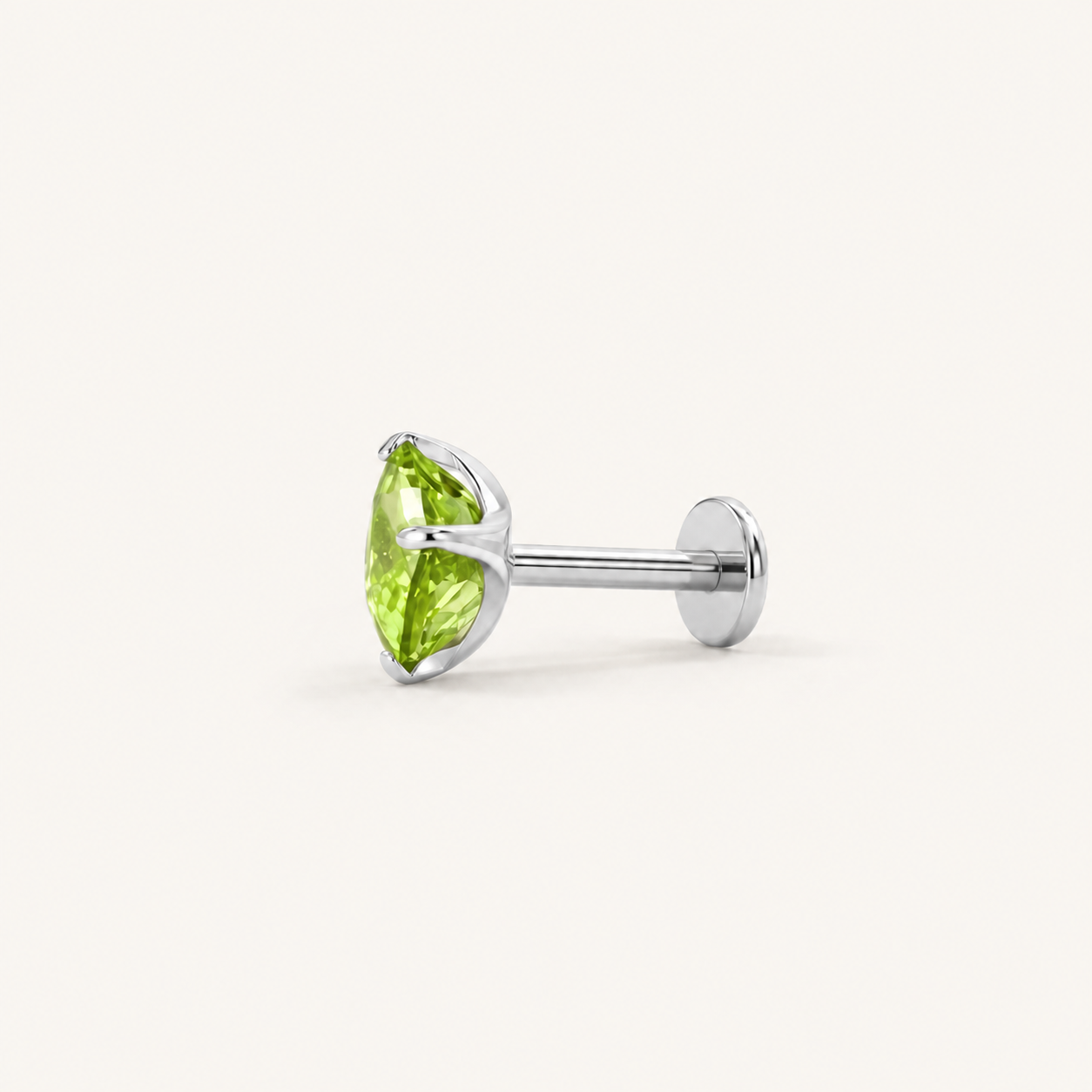 Titanium Peridot Flat Back Stud Earrings