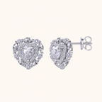 Sterling Silver Moissanite Heart Stud Earrings