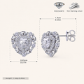 Sterling Silver Moissanite Heart Stud Earrings - Platinum