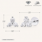 Sterling Silver Pave Zirconia Flower Flat Back Earrings - Platinum