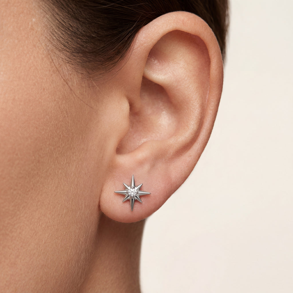 Four-Point Star Titanium Stud Earrings - image 2