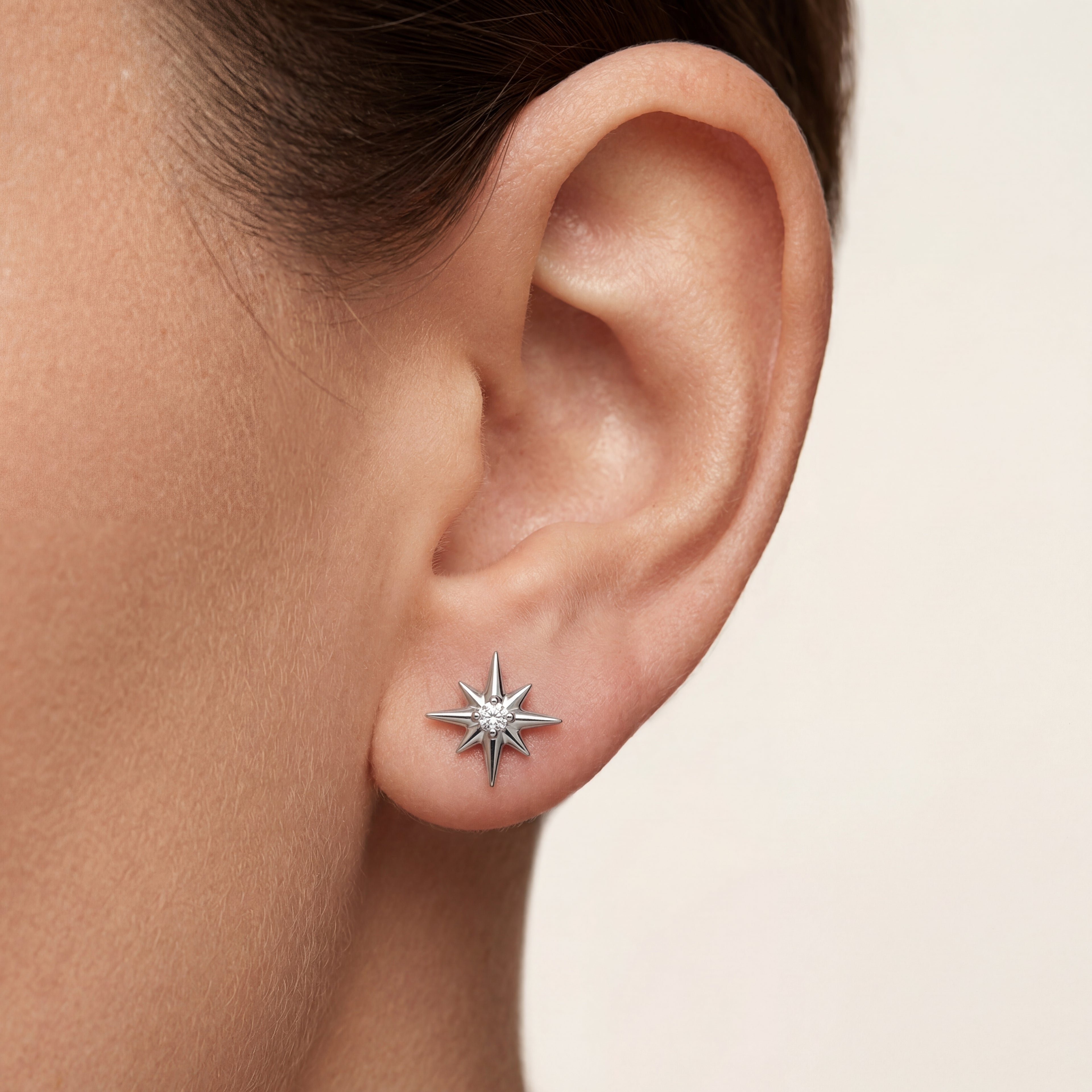 Four-Point Star Titanium Stud Earrings - image 2