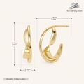 Sterling Silver Double C-Curve Stud Earrings - Gold