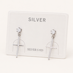 Sterling Silver Mini Zirconia Cross Stud Earrings detail view