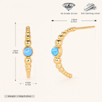 Sterling Silver Geometric Opal Stud Earrings - Gold / Blue Opal