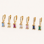 Sterling Silver Geometric Zirconia Hoop Earrings detail