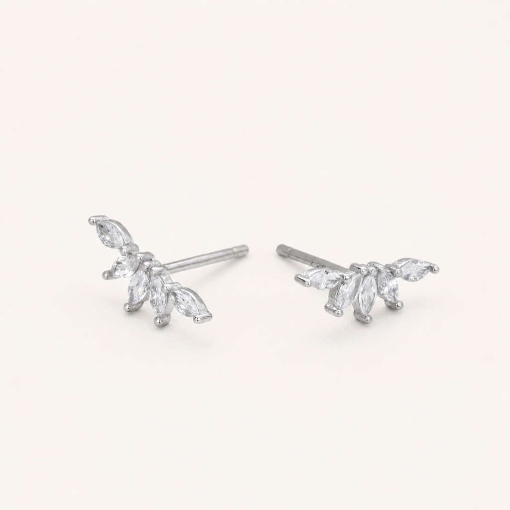Sterling Silver Cubic Zirconia Screw-Back Stud Earrings detail view