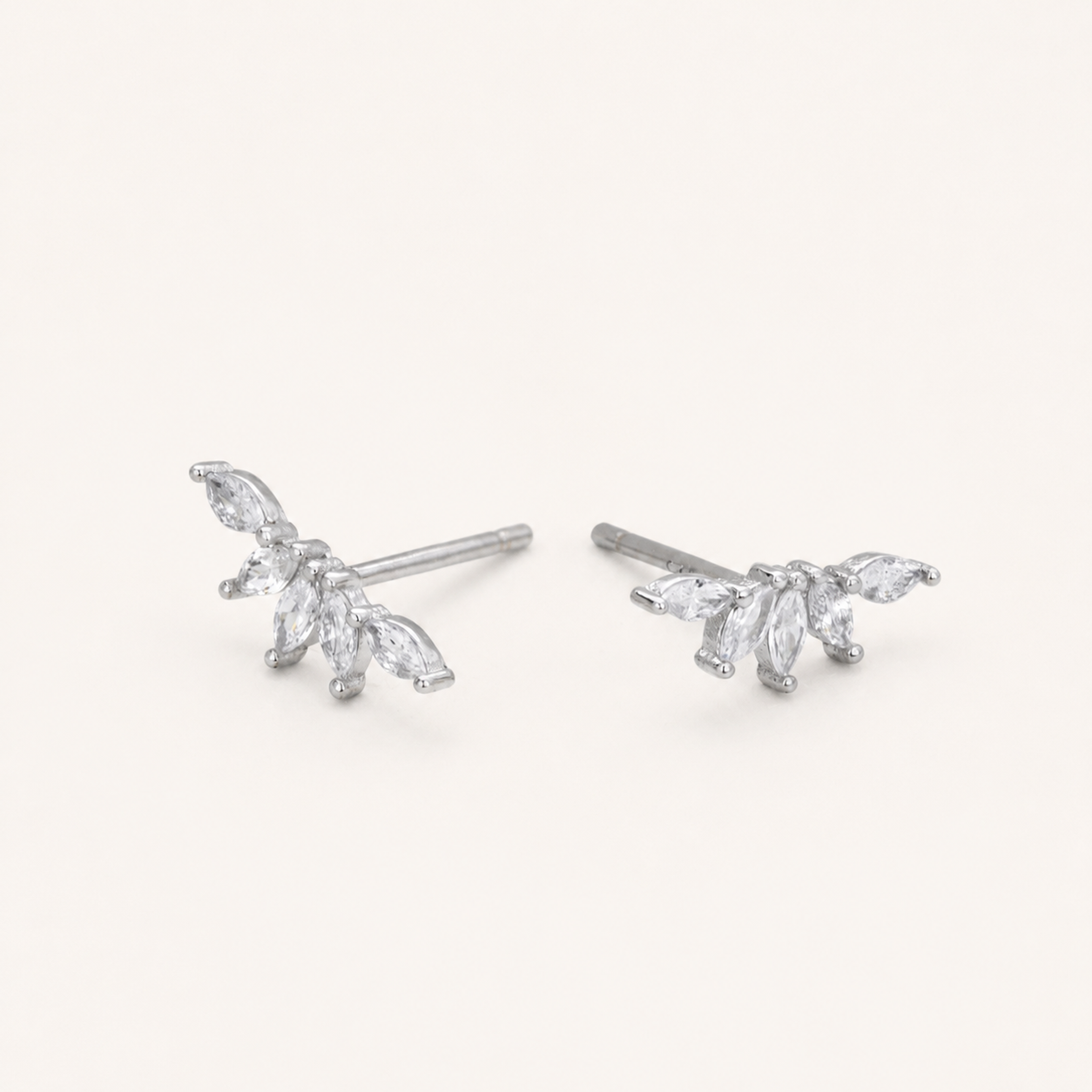 Sterling Silver Cubic Zirconia Screw-Back Stud Earrings detail view