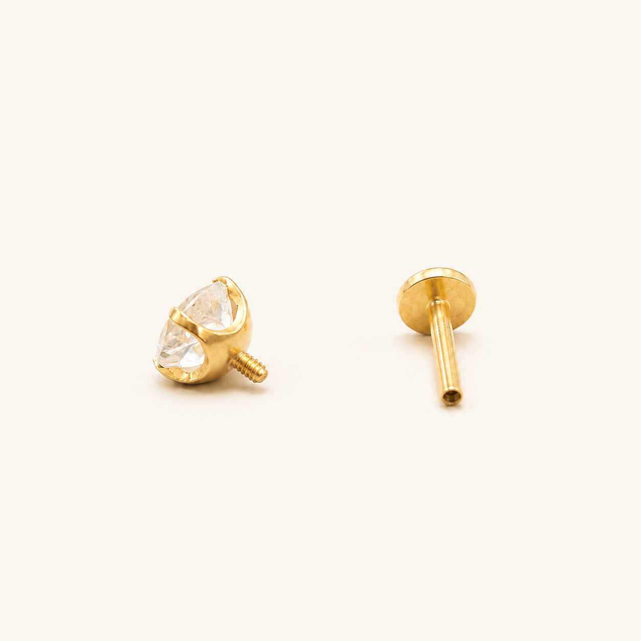 Titanium Moonstone Flat Back Stud Earrings