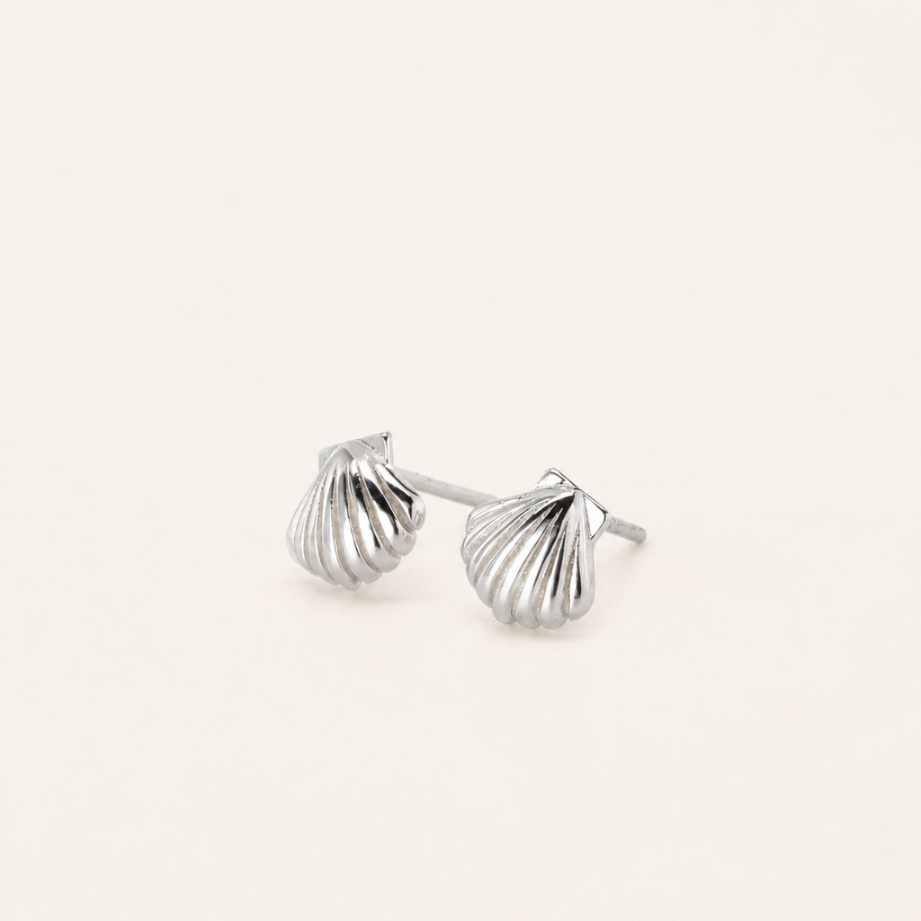 Sterling Silver Mini Shell Stud Earrings detail