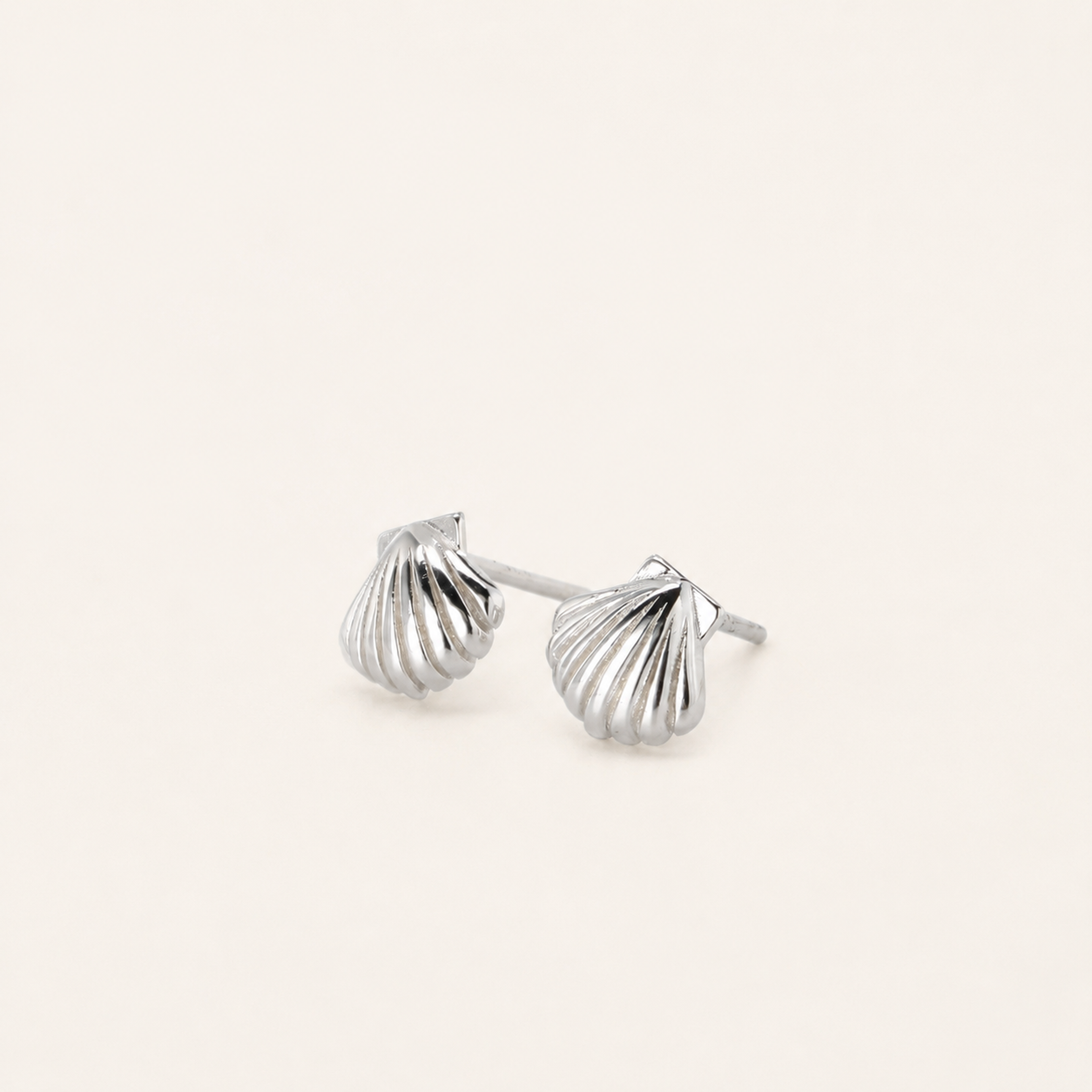 Sterling Silver Mini Shell Stud Earrings detail