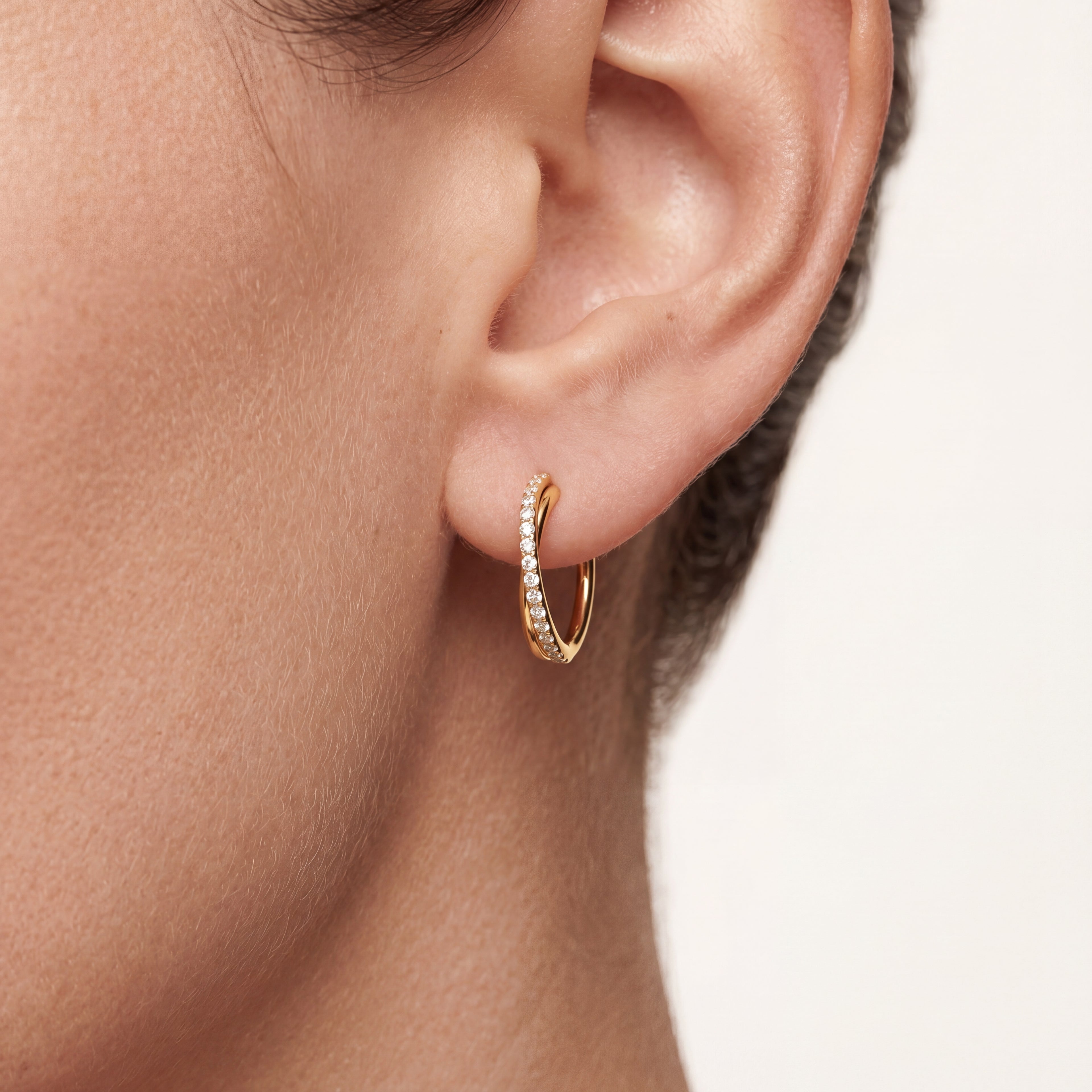 Slim Pave Titanium Hoop Earrings - image 2