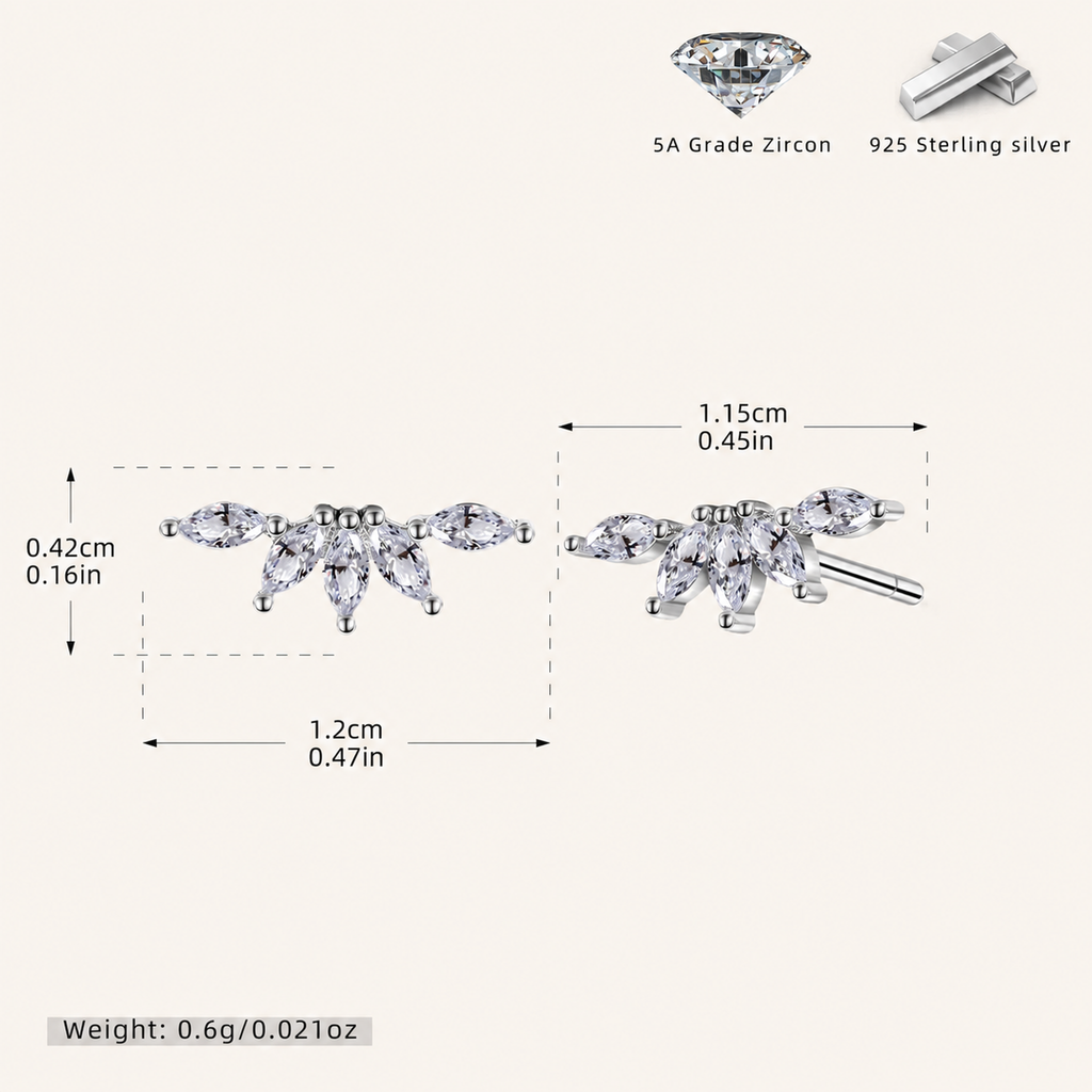 Sterling Silver Cubic Zirconia Screw-Back Stud Earrings - Platinum