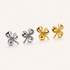 Sterling Silver Three-Leaf Clover Stud Earrings detail view