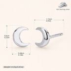 Sterling Silver Polished Moon Stud Earrings - Platinum