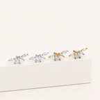 Sterling Silver Cubic Zirconia Screw-Back Stud Earrings detail