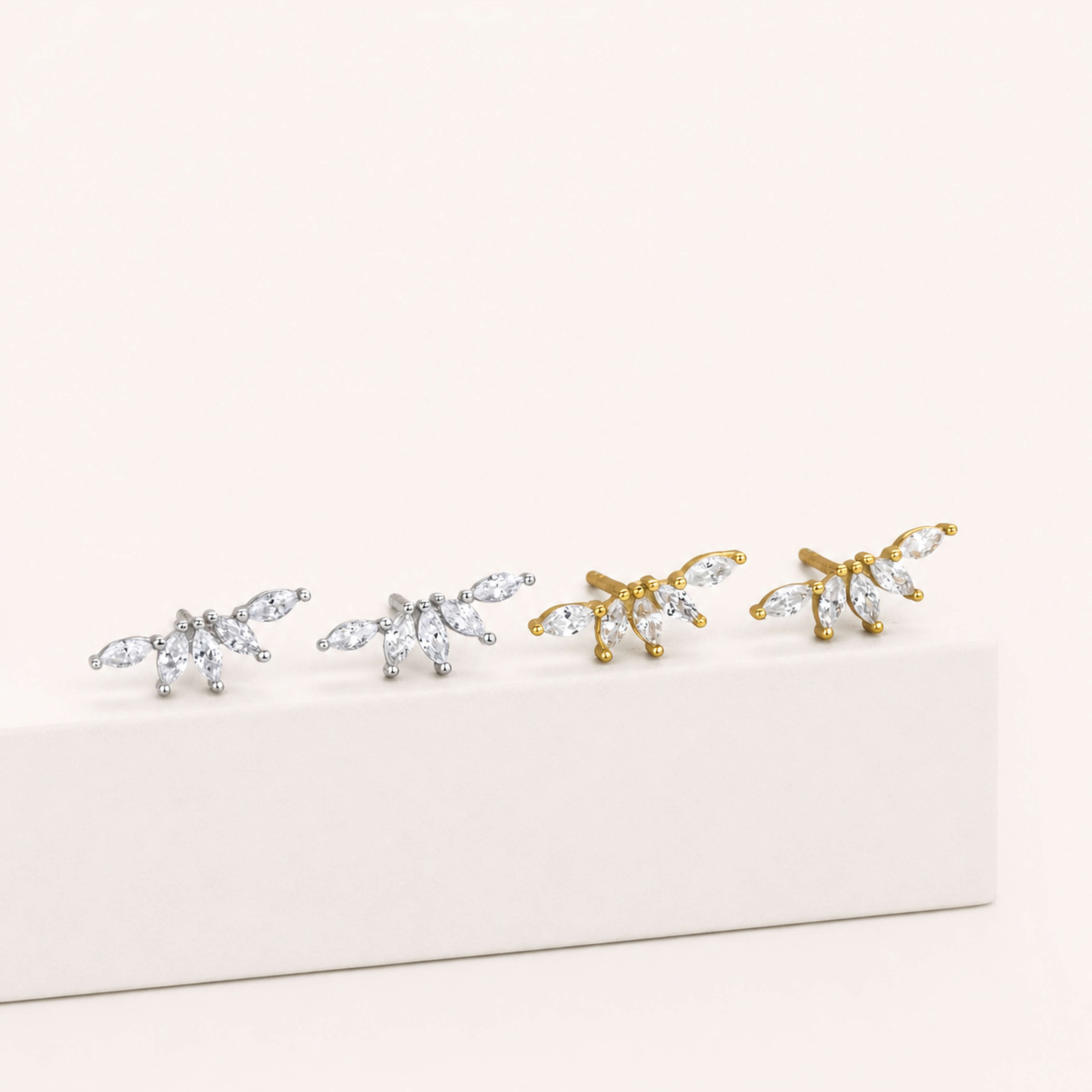 Sterling Silver Cubic Zirconia Screw-Back Stud Earrings detail