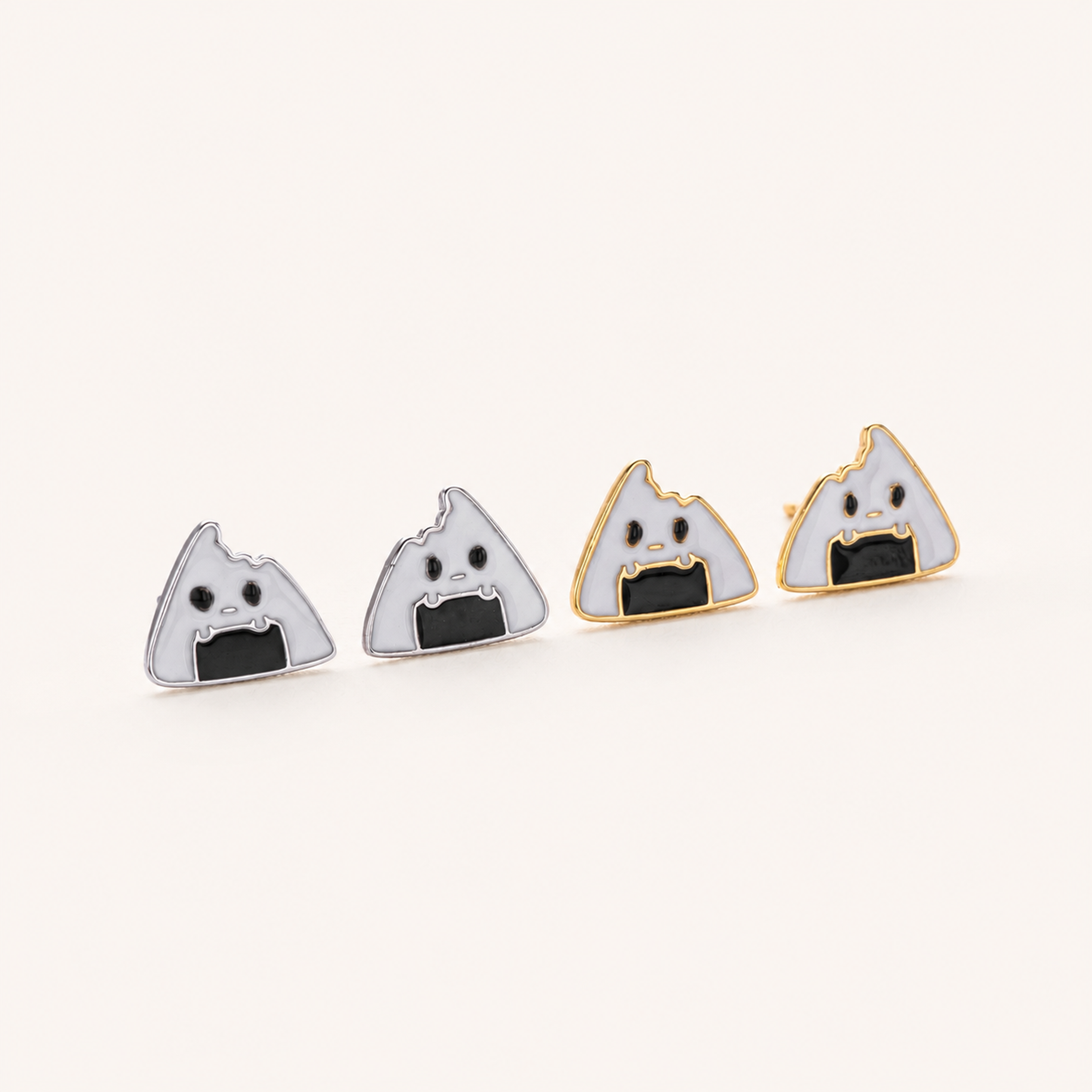 Sterling Silver Rice Ball Stud Earrings detail