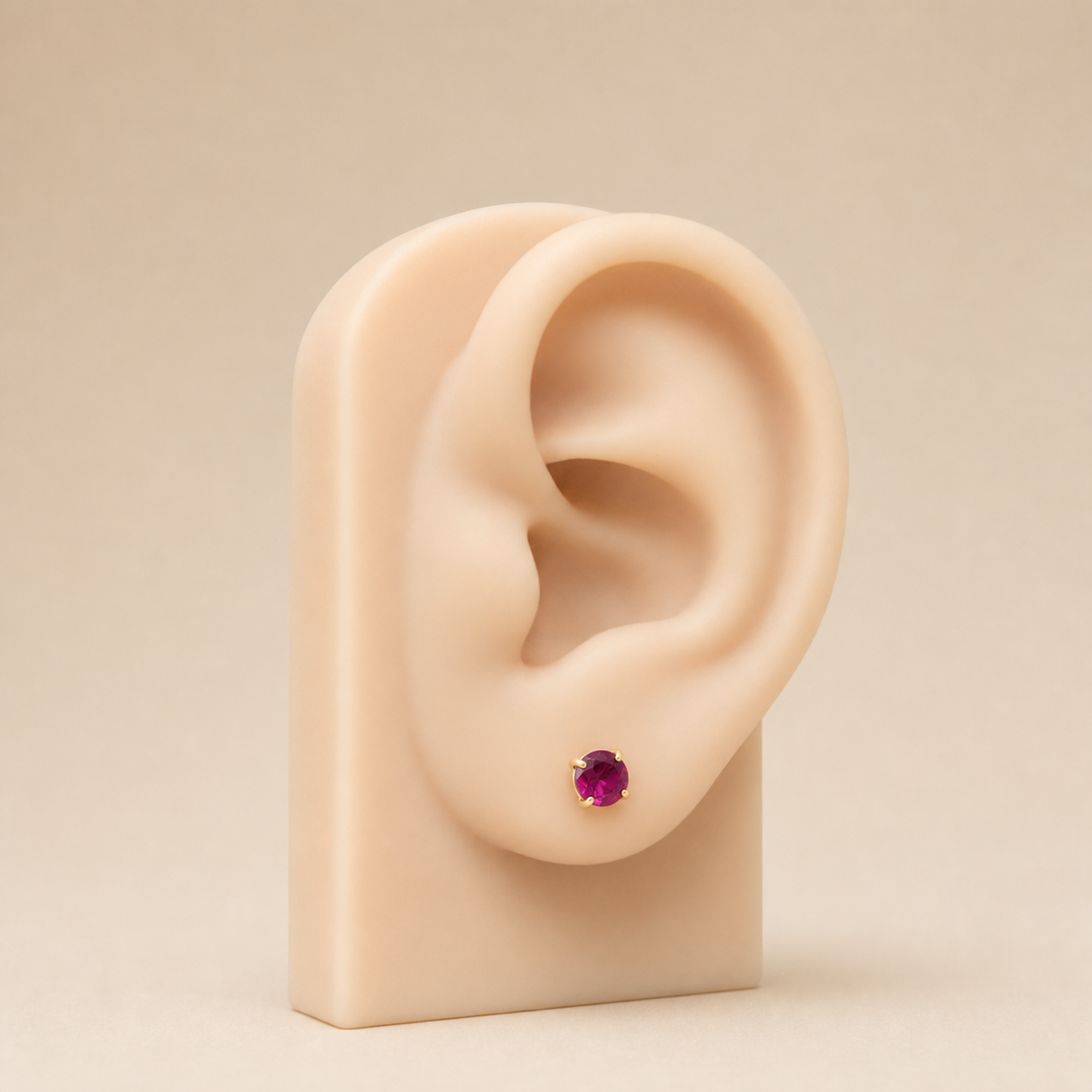 Titanium Purple Garnet Flat Back Stud Earrings