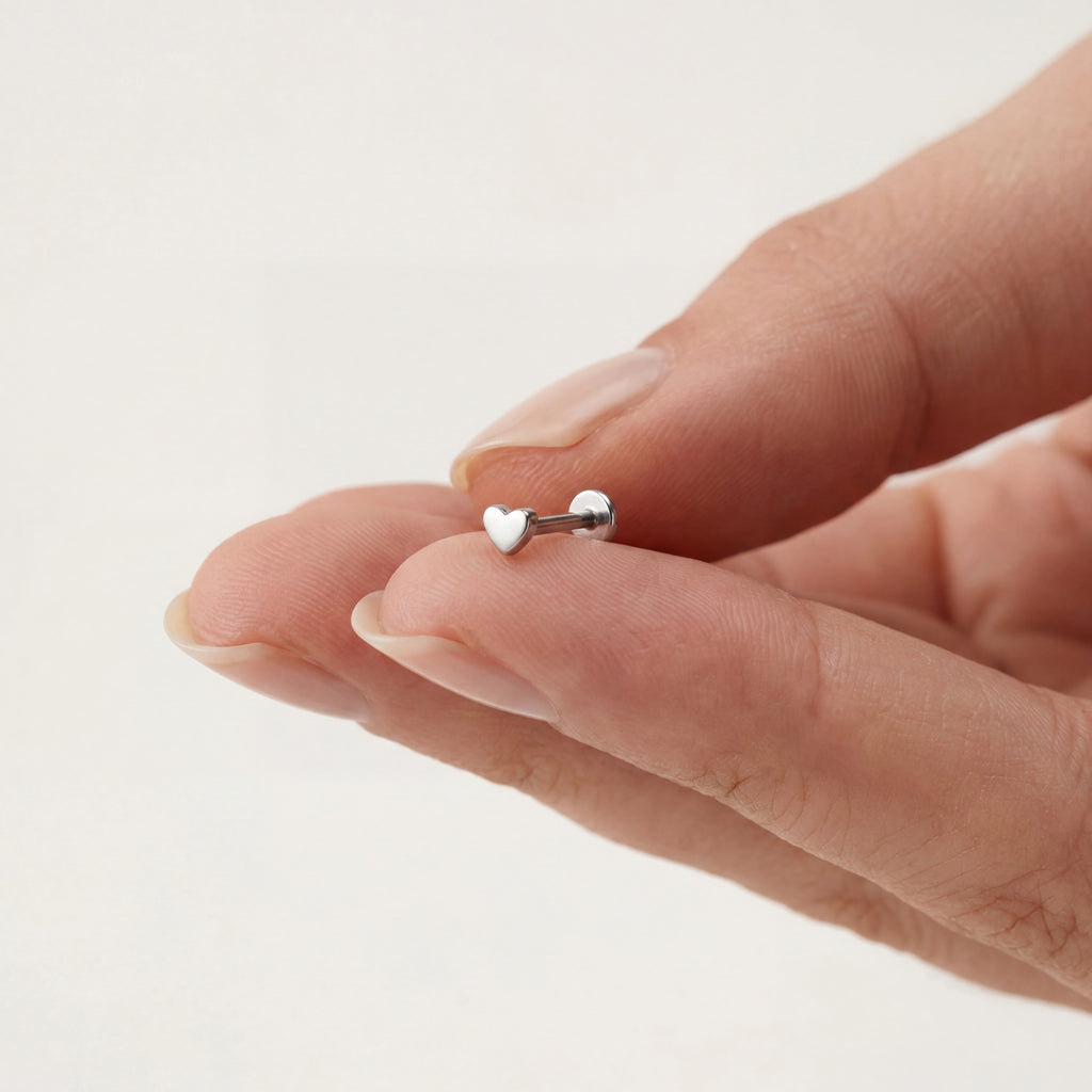 Mini Heart Titanium Stud Earrings - image 4