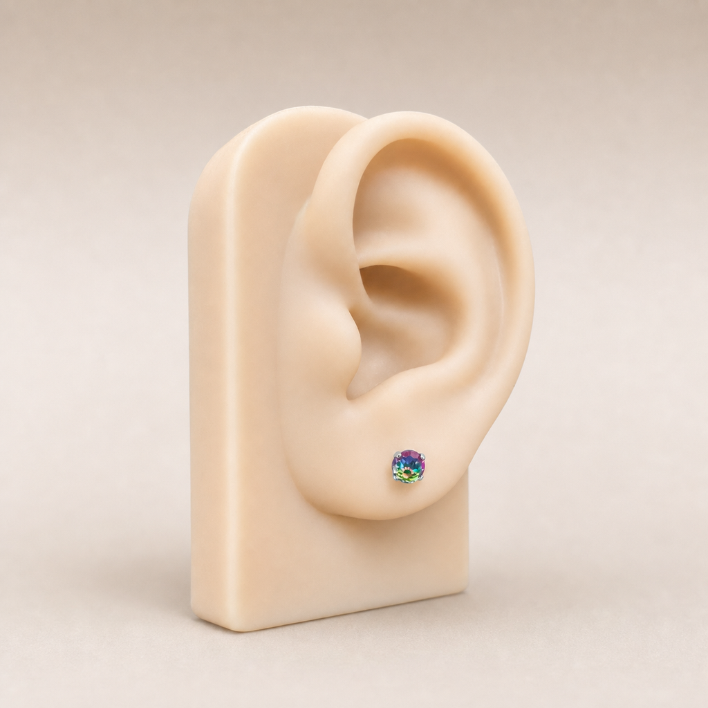 Titanium Gradient Green Crystal Flat Back Stud Earrings