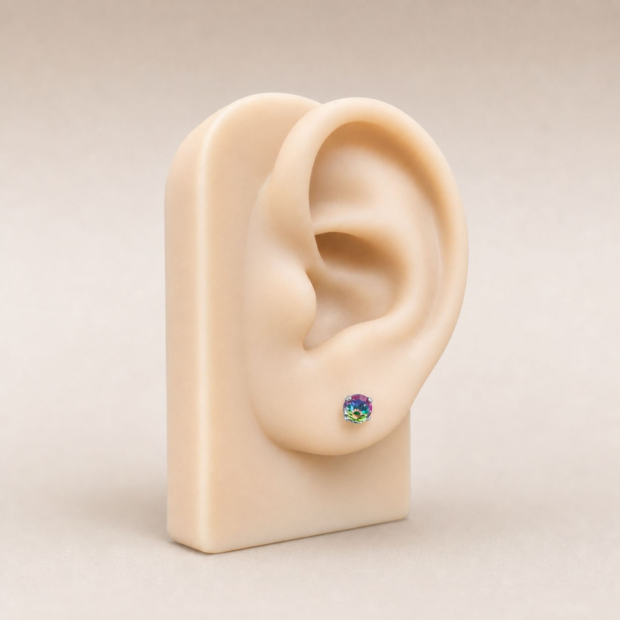 Titanium Gradient Green Crystal Flat Back Stud Earrings