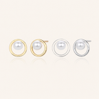 Sterling Silver French Pearl Stud Earrings