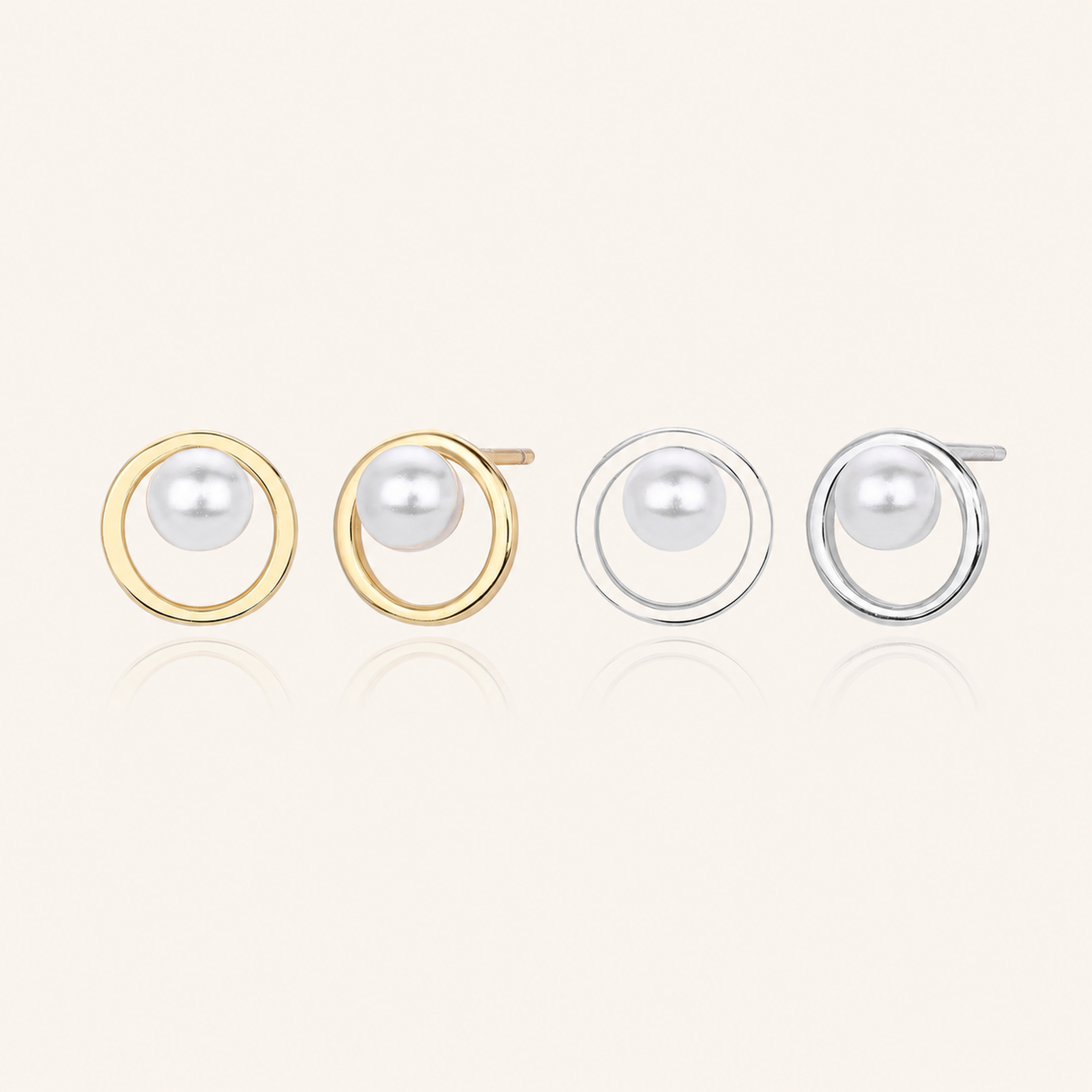 Sterling Silver French Pearl Stud Earrings