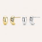 Sterling Silver Crescent Moon Ball Stud Earrings