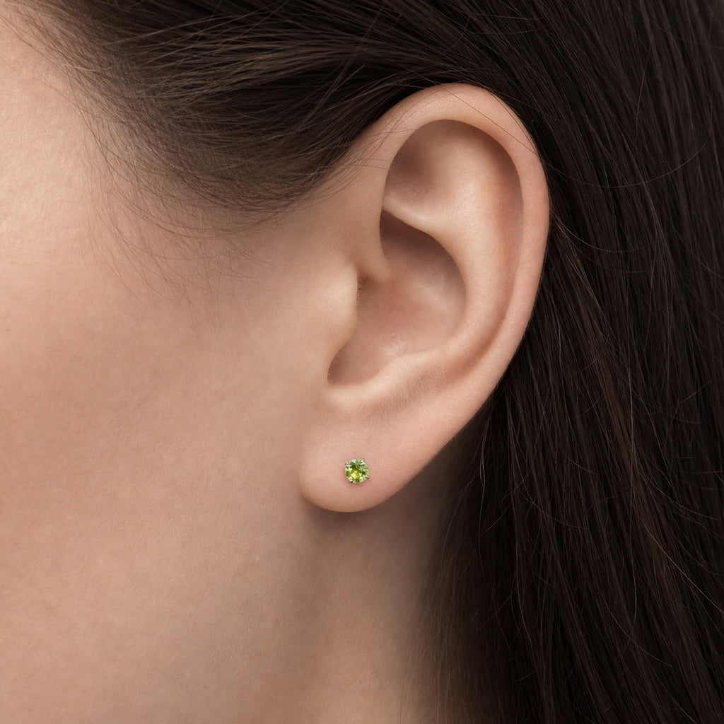 Titanium Peridot Flat Back Stud Earrings