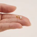 Geometric Square Titanium Stud Earrings - image 4